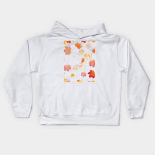 Autumn Scattered Leaf Design - Fall Leaves - Maple Leaves  - Autumn Colours - White Background Kids Hoodie